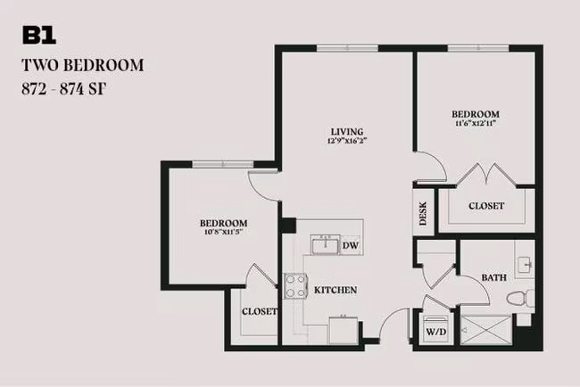 Alba Two Bedroom B1 518 floor plan
